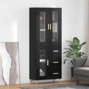 Highboard Czarny Dąb 69,5 x 34 x 180 cm Drewno inżynieryjne