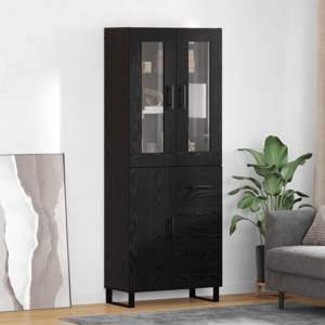 Highboard 2 szt. Czarny Dąb 69,5 x 34 x 180 cm