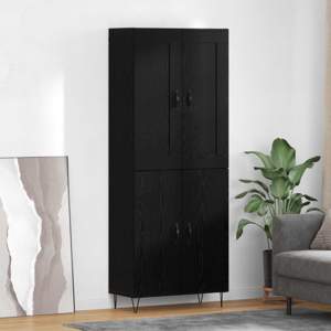 Highboard Czarny Dąb 69,5 x 34 x 180 cm Drewno inżynieryjne