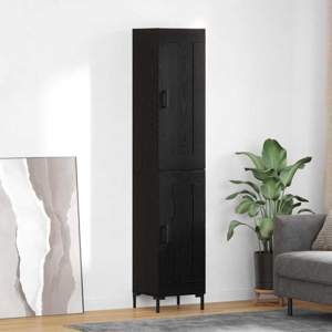 Highboard Czarny Dąb 34,5 x 34 x 180 cm Drewno inżynieryjne