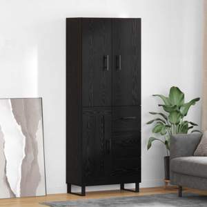 Highboard 2 szt. Czarny Dąb 69,5 x 34 x 180 cm