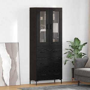 Highboard 2 szt. Czarny Dąb 69,5 x 34 x 180 cm
