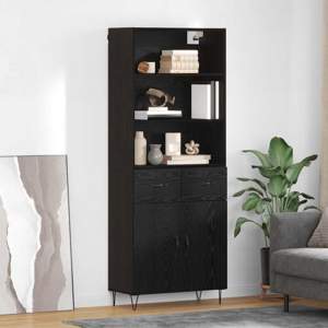 Highboard 2 szt. Czarny Dąb 69,5 x 34 x 180 cm