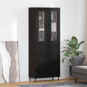 Highboard 2 szt. Czarny Dąb 69,5 x 34 x 180 cm