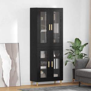 Highboard Czarny Dąb 69,5 x 34 x 180 cm Drewno inżynieryjne
