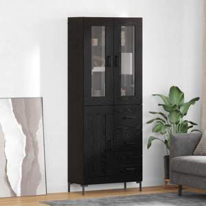 Highboard 2 szt. Czarny Dąb 69,5 x 34 x 180 cm