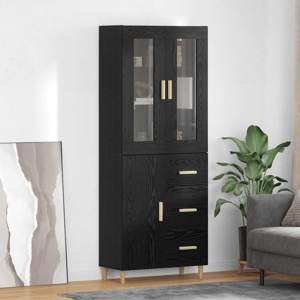 Highboard Czarny Dąb 34,5 x 34 x 180 cm Drewno inżynieryjne