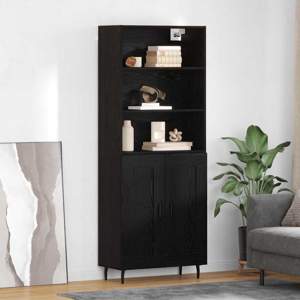 Highboard 2 szt. Czarny Dąb 69,5 x 34 x 180 cm