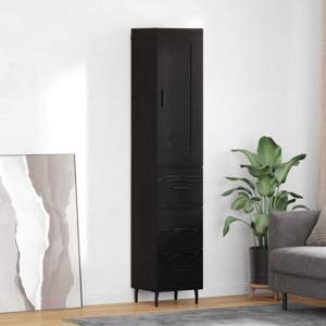 Highboard Czarny Dąb 34,5 x 34 x 180 cm Drewno inżynieryjne