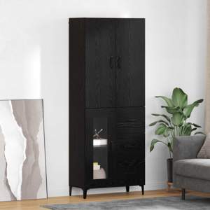 Highboard Czarny Dąb 69,5 x 34 x 180 cm Drewno inżynieryjne