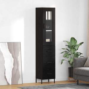 Highboard Czarny Dąb 34,5 x 34 x 180 cm Drewno inżynieryjne