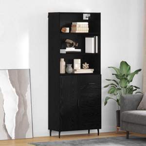 Highboard 2 szt. Czarny Dąb 69,5 x 34 x 180 cm