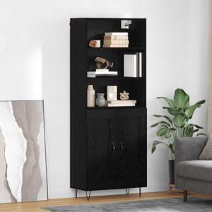 Highboard 2 szt. Czarny Dąb 69,5 x 34 x 180 cm