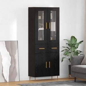 Highboard 2 szt. Czarny Dąb 69,5 x 34 x 180 cm