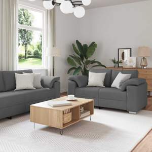 Sofa 2 szt. Ciemnoszary tkanina
