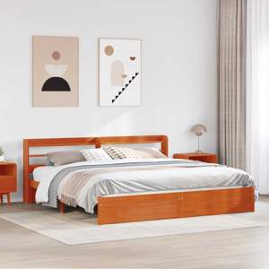 Ramka łóżka Woskowy Brąz 200 x 200 cm Lite drewno sosnowe