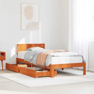 Ramka łóżka Z zagłówkiem 3 pcs Woskowy Brąz Lite drewno sosnowe