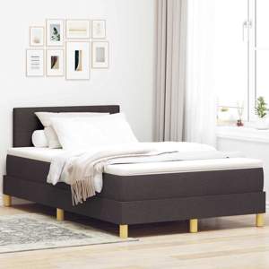 Łóżko z sprężyną LED Ciemny brąz 120 x 190 cm tkanina