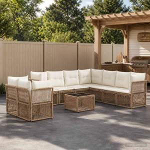 Zestaw Sof na Ogród 10 szt. Beżowy polirattan