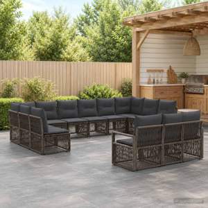 Zestaw Sof na Ogród 13 szt. Szary polirattan