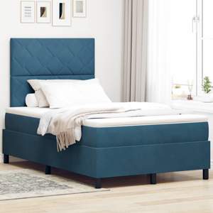 Łóżko z sprężyną LED Ciemnoniebieski 120 x 190 cm Aksamit