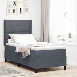 Łóżko sprężynowe z paskami LED Ciemnoszary 80 x 200 cm Aksamit