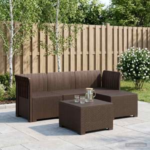 Sofa ogrodowa dla 4 osób w stylu rattanowym PP brązowy