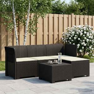 Sofa ogrodowa dla 4 osób z poduszkami w stylu rattanowym PP