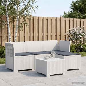 Sofa ogrodowa dla 4 osób z poduszkami w stylu rattanowym PP