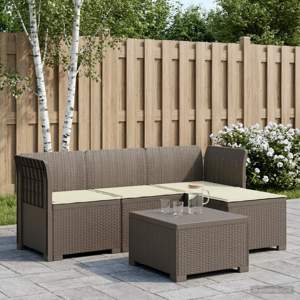 Sofa ogrodowa dla 4 osób z poduszkami w stylu rattanowym PP
