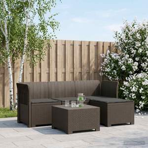 Sofa ogrodowa dla 4 osób z poduszkami w stylu rattanowym PP