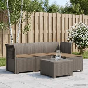 Sofa ogrodowa dla 4 osób z poduszkami w stylu rattanowym PP