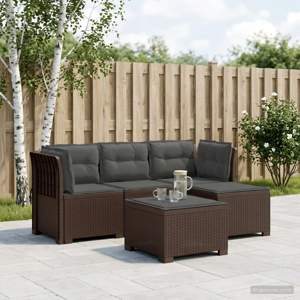 Sofa ogrodowa dla 4 osób z poduszkami w stylu rattanowym PP
