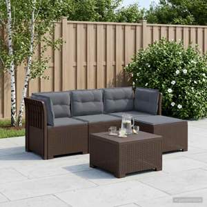 Sofa ogrodowa dla 4 osób z poduszkami w stylu rattanowym PP