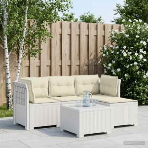 Sofa ogrodowa dla 4 osób z poduszkami w stylu rattanowym PP