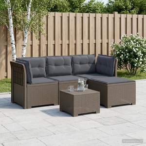 Sofa ogrodowa dla 4 osób z poduszkami w stylu rattanowym PP