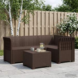 Sofa ogrodowa dla 4 osób w stylu rattanowym PP brązowy