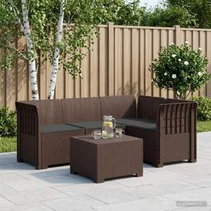 Sofa ogrodowa dla 4 osób z poduszkami w stylu rattanowym PP