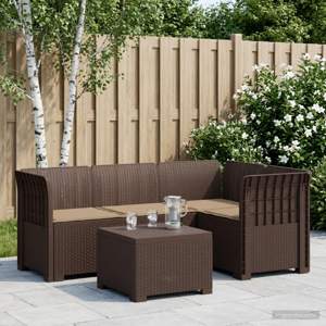 Sofa ogrodowa dla 4 osób z poduszkami w stylu rattanowym PP