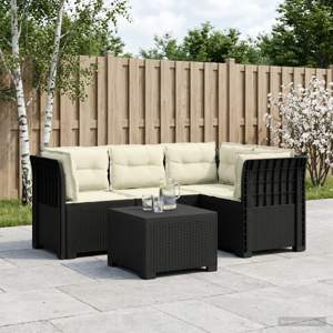Sofa ogrodowa dla 4 osób z poduszkami w stylu rattanowym PP