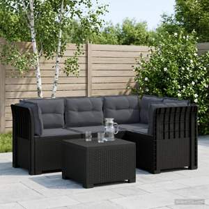 Sofa ogrodowa dla 4 osób z poduszkami w stylu rattanowym PP