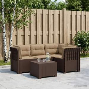 Sofa ogrodowa dla 4 osób z poduszkami w stylu rattanowym PP