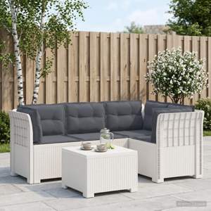 Sofa ogrodowa dla 4 osób z poduszkami w stylu rattanowym PP
