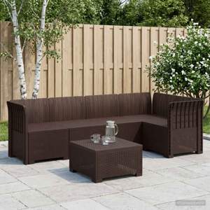 5-osobowa sofa ogrodowa w stylu rattanowym PP brązowy