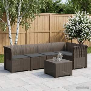 5-osobowa sofa ogrodowa z poduszkami w stylu rattanowym PP