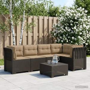 5-osobowa sofa ogrodowa z poduszkami w stylu rattanowym PP
