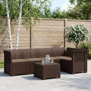 5-osobowa sofa ogrodowa z poduszkami w stylu rattanowym PP