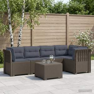 5-osobowa sofa ogrodowa z poduszkami w stylu rattanowym PP