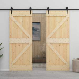 Drzwi przesuwne 2 szt. 80 x 210 cm Lite drewno sosnowe