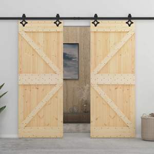 Drzwi przesuwne 2 szt. 90 x 210 cm Lite drewno sosnowe